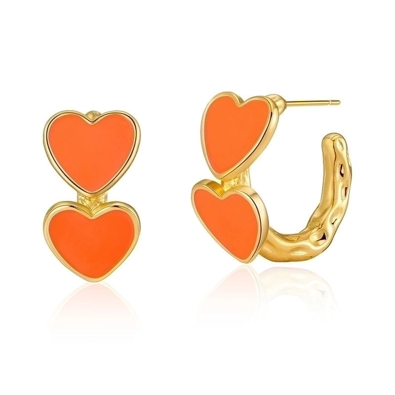 1 Pair Retro Sweet Triangle Devil’s Eye Heart Shape Enamel Plating Inlay Copper Zircon 18k Gold Plated Ear Studs
