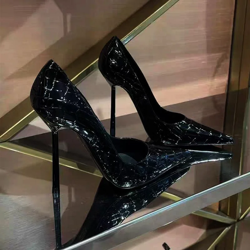 Breakj Breakj Red-Soled High-Heeled Women 2025 Spring New Pointed Fine Heel Sexy Bright Face Temperament Single Shoes Patent Leather Women's Shoes