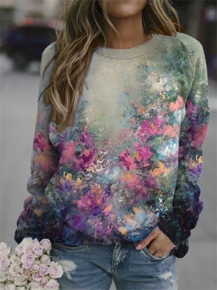 Abstract Floral Art Graphic Sweatshirt