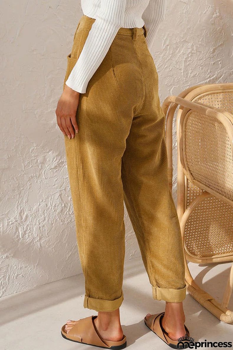 High Waisted Baggy Corduroy Pant