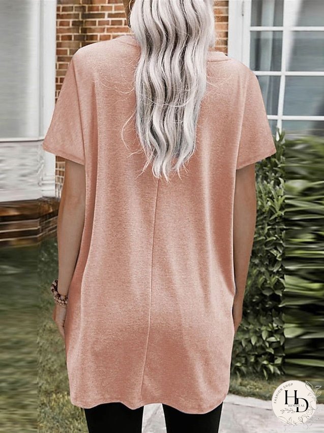 Casual Dress T Shirt Dress Tee Dress Shift Dress Mini Dress Black White Pink Short Sleeve Pure Color Pocket Summer Spring Crew Neck Classic Loose Fit S M L XL XXL for Women