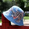 Women's Retro Ethnic Style Embroidered Denim Fisherman Bucket Hat