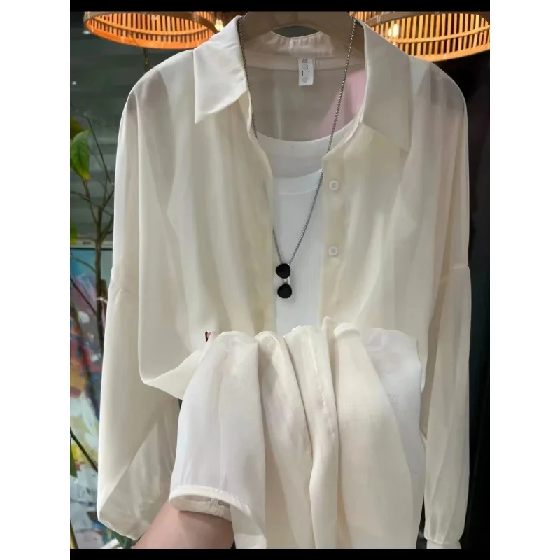 Uveng Uveng New Fashion Clothes Beaded Sunscreen Women Loose Lantern Sleeve Shirt Senior High-End