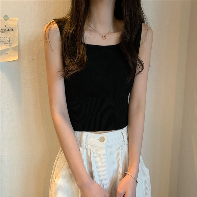 Women Corset Tops White Vest Women's Summer Short Knitted T-shirt Top Tank Camis Crop Top For Women