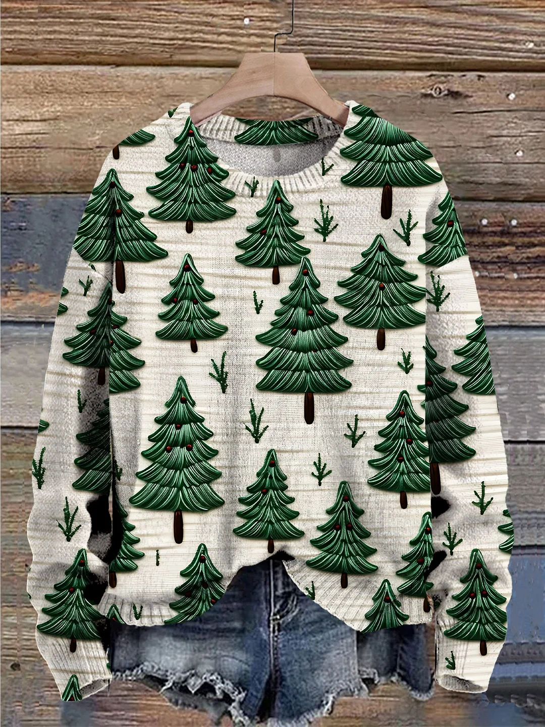 Christmas Tree 3D Art Print Knit Pullover Sweater