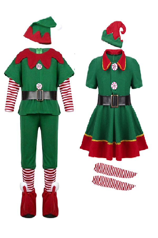 Christmas Couples Elf Costume For Adults Men and Women-elleschic
