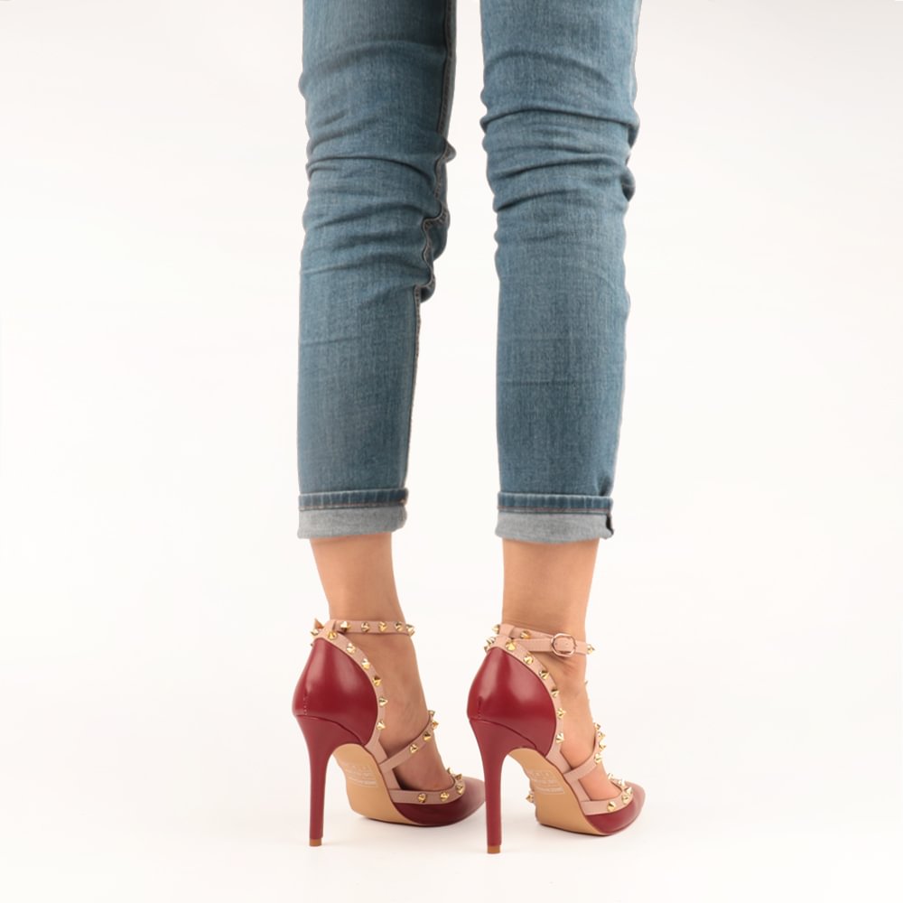 4" Rivets Studs Summer Strappy Shoes Party Wedding Heeled Sandals-MERUMOTE