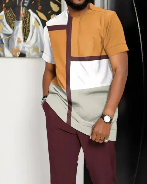 Men's Casual Colorblock Walking Suit-012
