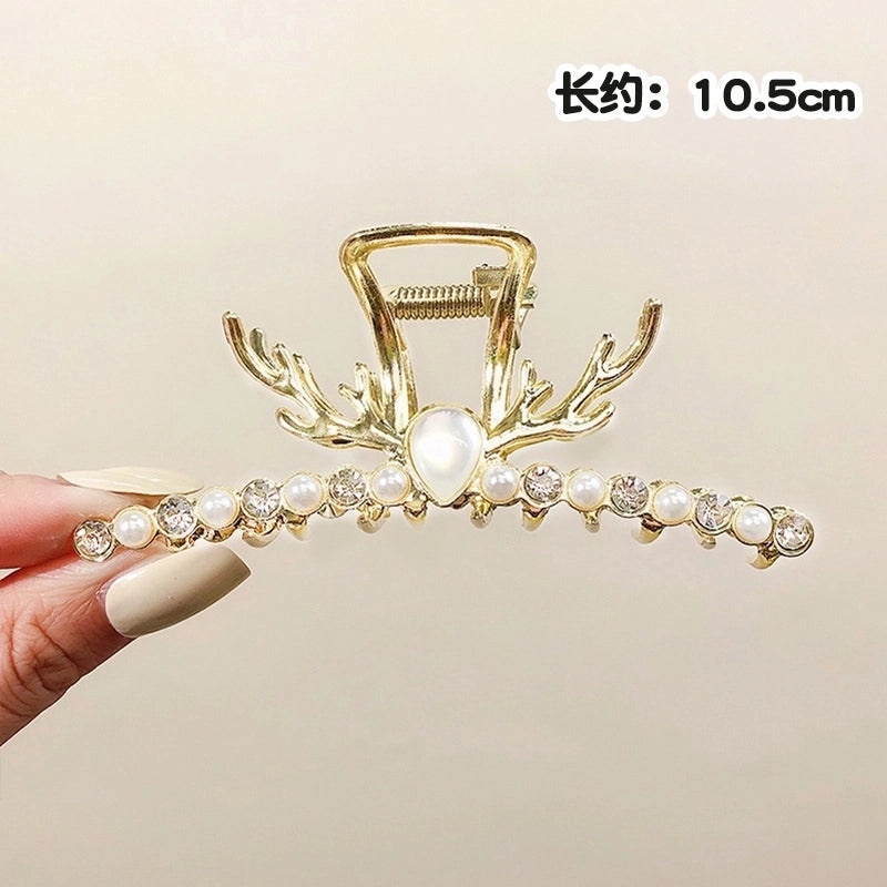 Simple Metal Catch Clip Large Shower Pearl Shark Clip