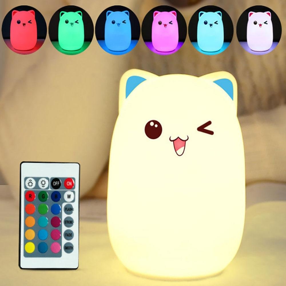 Soft Silicone Colorful Cat LED Light Night Lamp