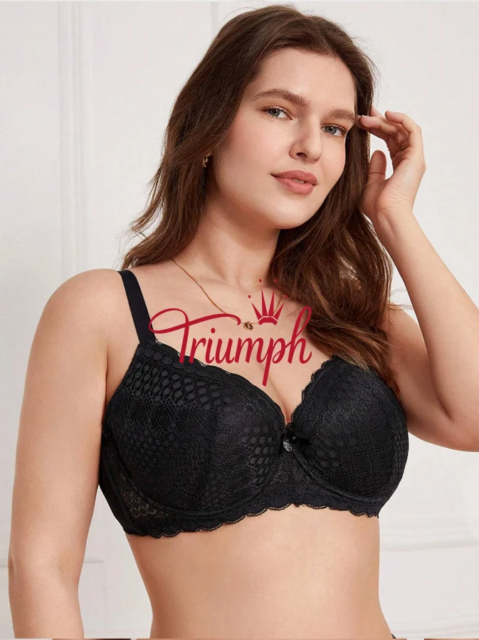 Triumph - (3 ks) D&aacute;mska obyčajn&aacute; čipkovan&aacute; podprsenka veľkej veľkosti