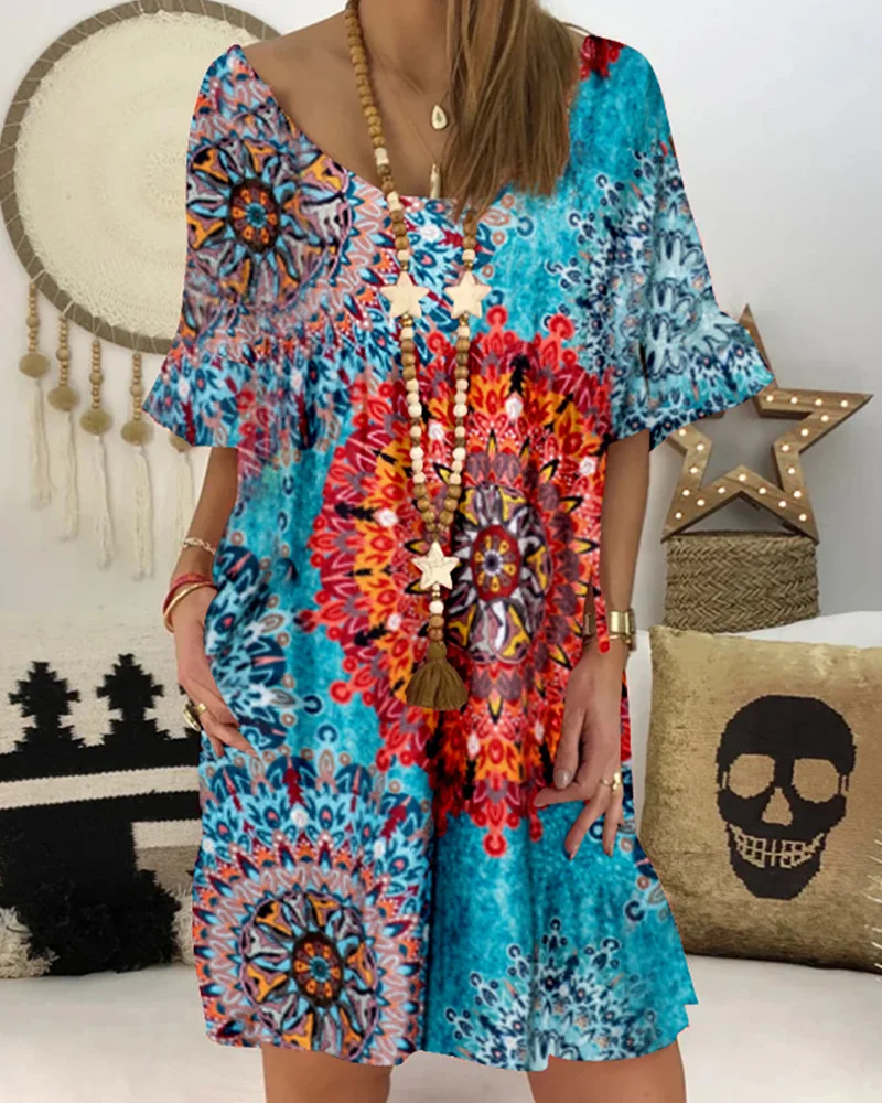 Women's Retro Print Comfortable Dress