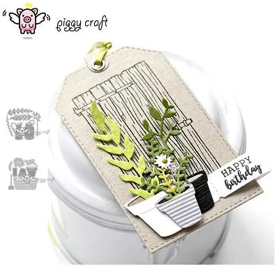 Piggy Craft metal cutting dies cut die mold Flower leaf pot basket Scrapbook paper craft knife mould blade punch stencils dies