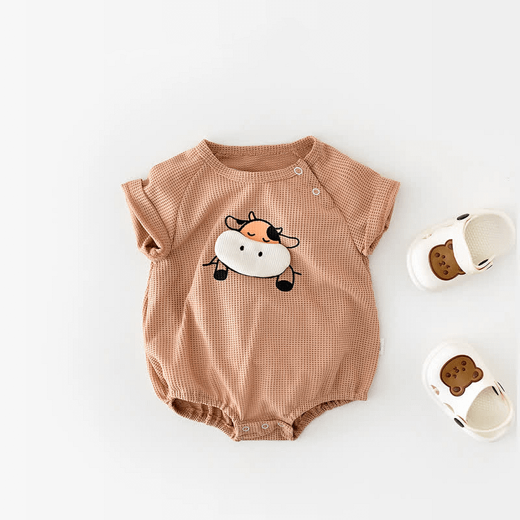 Baby Cow Patch Crew Neck Bodysuit