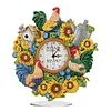 (US Local)5D DIY Special Shape Diamond Painting Desk Ornament Handmade Clock Kit(Sunflower Rooster)