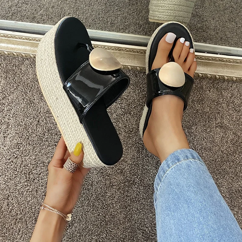 Women's Slippers Summer Shoes Beach Casual Shoes Sexy Flip Flops Female Slides Bohemian Shoes Wedge Flip Flops