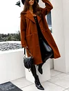 Stylish Lapel Collar Buttoned Pocket Solid Color Simple Woolen Outerwear