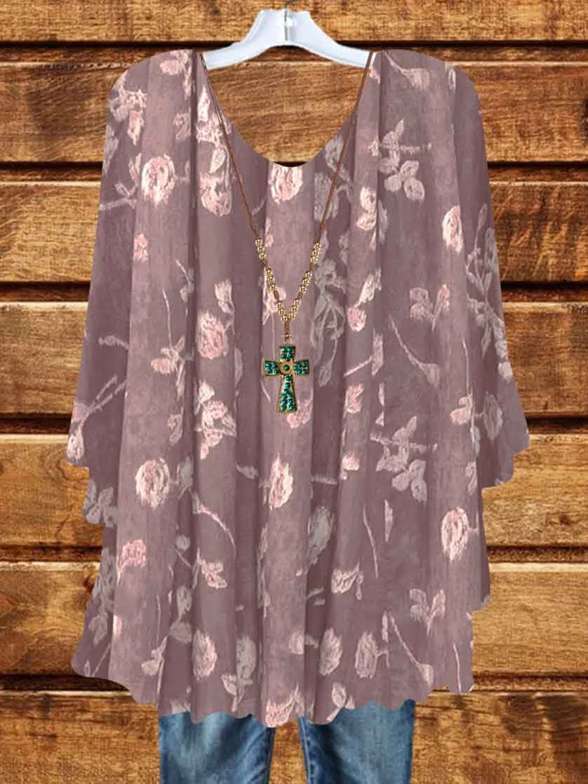 Women Half Sleeve V-neck Solid Color Dress