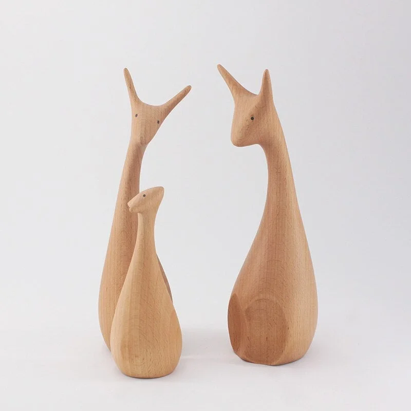 Solid wood three-mouthed deer ornaments Home Decor puppets display jewelry accessories shop luxury happy birthday crafts