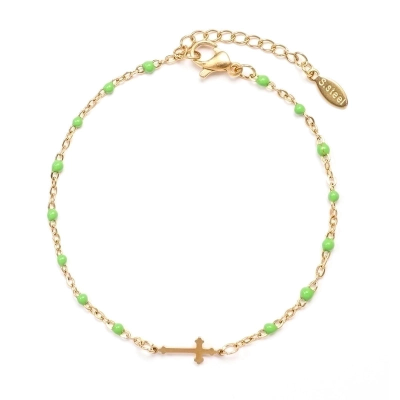 Stainless Steel Minimalist Cross Enamel Plating Bracelets