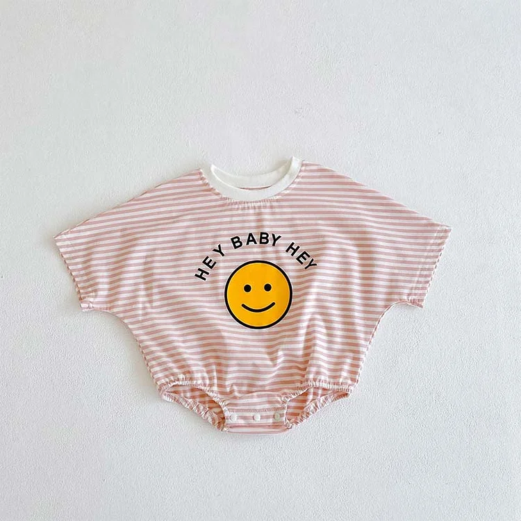 HEY BABY HEY Baby Smile Striped Bodysuit