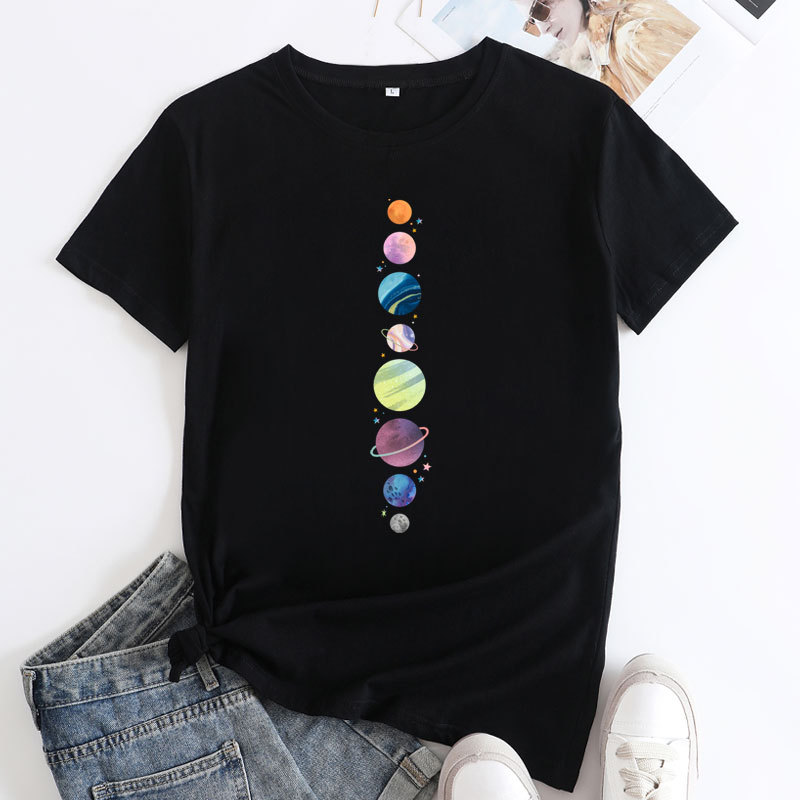 Planet Print Women's Cotton T-Shirt | ARKGET