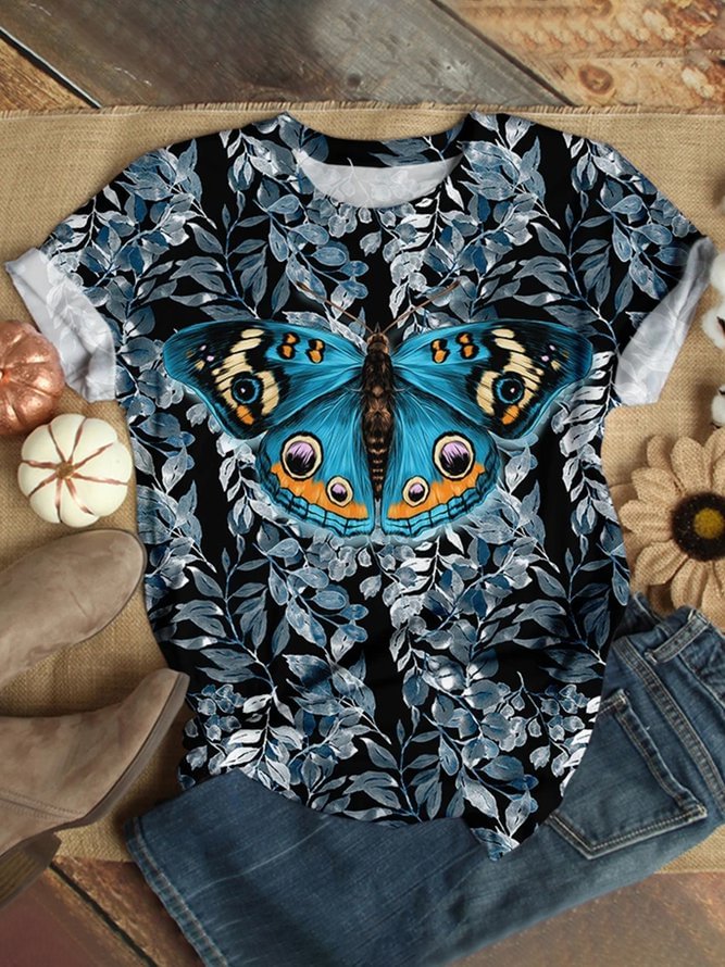 Casual Short Sleeve Round Neck Plus Size Tops