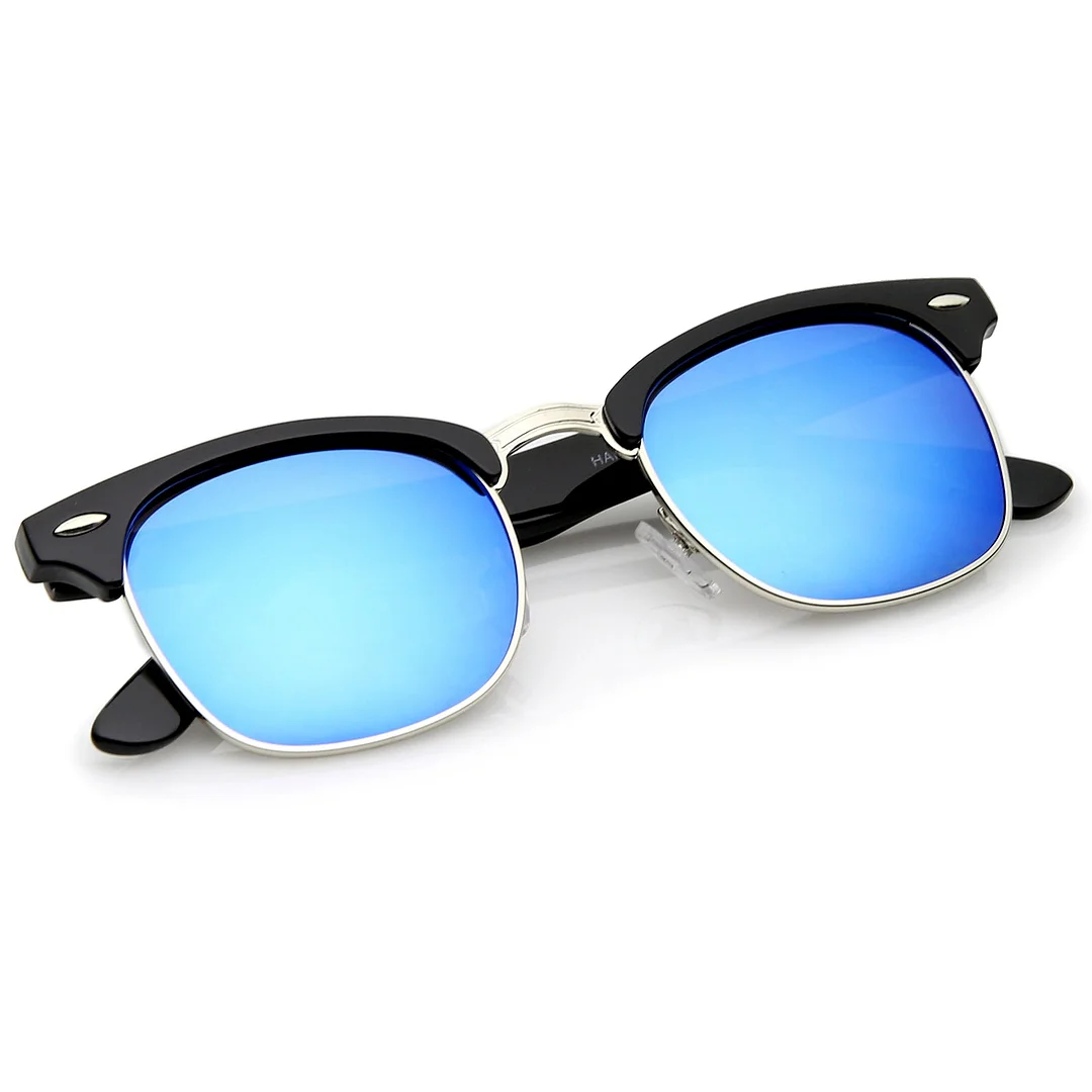 Premium Half Frame Colored Mirror Lens Horn Rimmed glasses 50mm