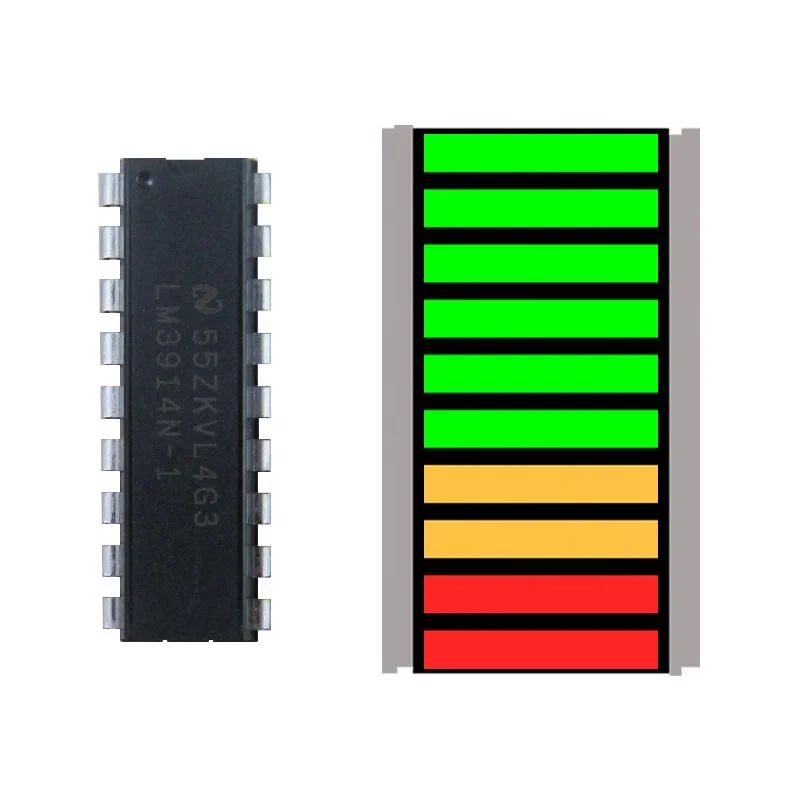10 Segments Blue Green Red LED Light Bar with LED Driver Circuit LM3914 Indicator Portable LED Light Bar Display Meter