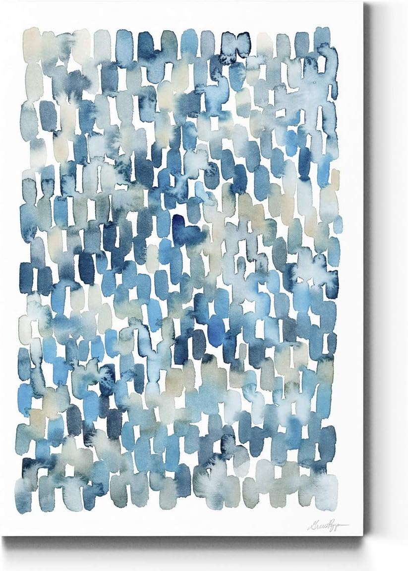 Portrait Canvas Wall Art: Neutral Geometric, Bright Fractal Floral, Modern Multicolor Nature & Animal Abstract Wall Art for Home & Office, Ready to Hang - Beach Wash IV 18X27 18X27