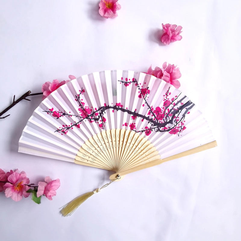3 Pieces Ancient Style Folding Fan Female Classical Tassel Silk Fan Chinese Style Small Fan Portable Dance Craft National Fashion Fan Student Fan