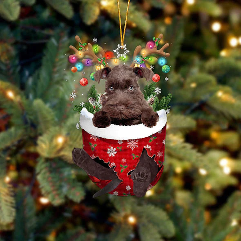 VigorDaily Miniature Schnauzer In Snow Pocket Christmas Ornament SP230