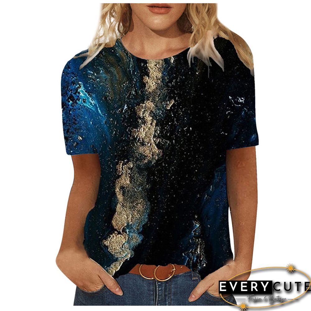 Women 3D Landscape Painting Positioning Sunflower Print T Shirt New Summer Vintage Casual Short Sleeve O-Neck Size Top