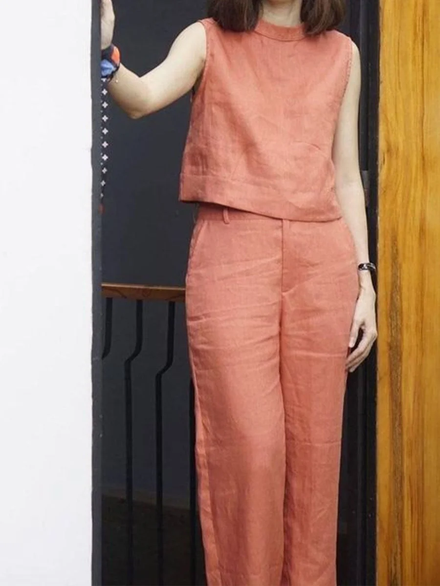 All-match Solid Color Women's Two-piece Suit