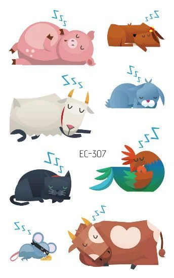 24 kinds Cartoon Animals Temporary Tattoo Stickers for Kids Lion Tiger Giraffe Elephant Fox Hedgehog Turtle tatouage temporaire