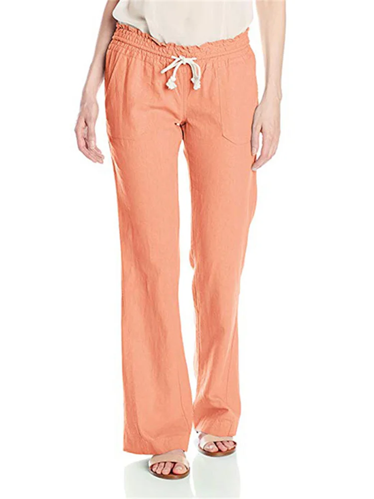 Ruffle Drawstring Bootcut Casual Pants
