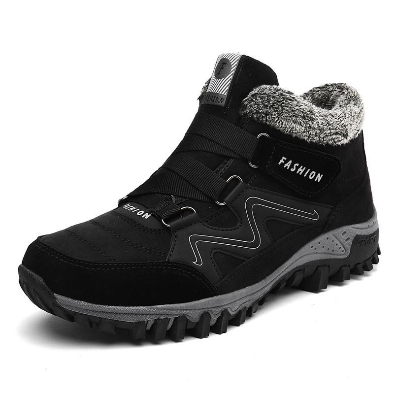 Man's winter thermal velvet velcro buckle trendy joker hiking sneakers 