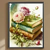 Fleurs et livres-plein rond diamant peinture-30 * 40cm