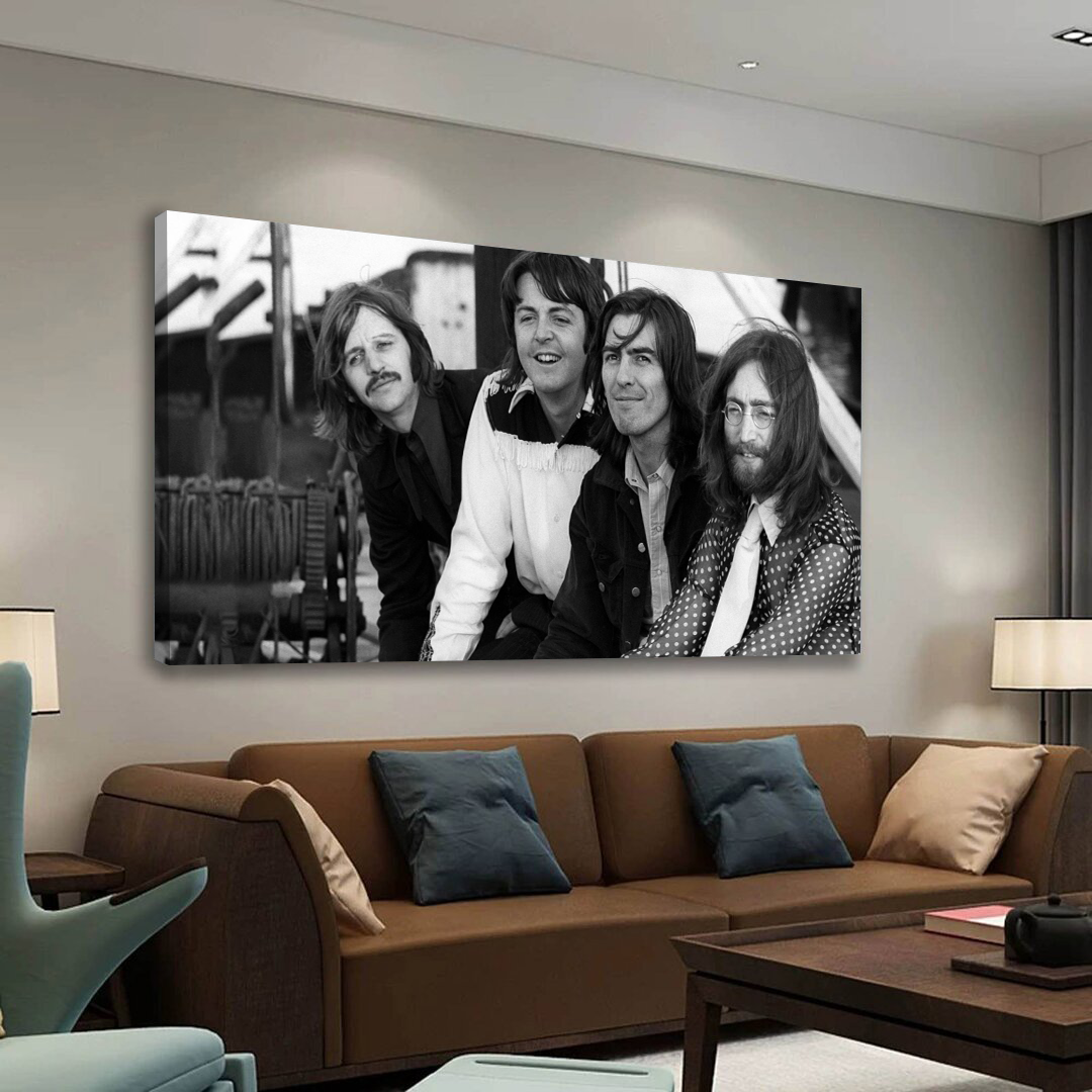 The Beatles Black And White Canvas Wall Art