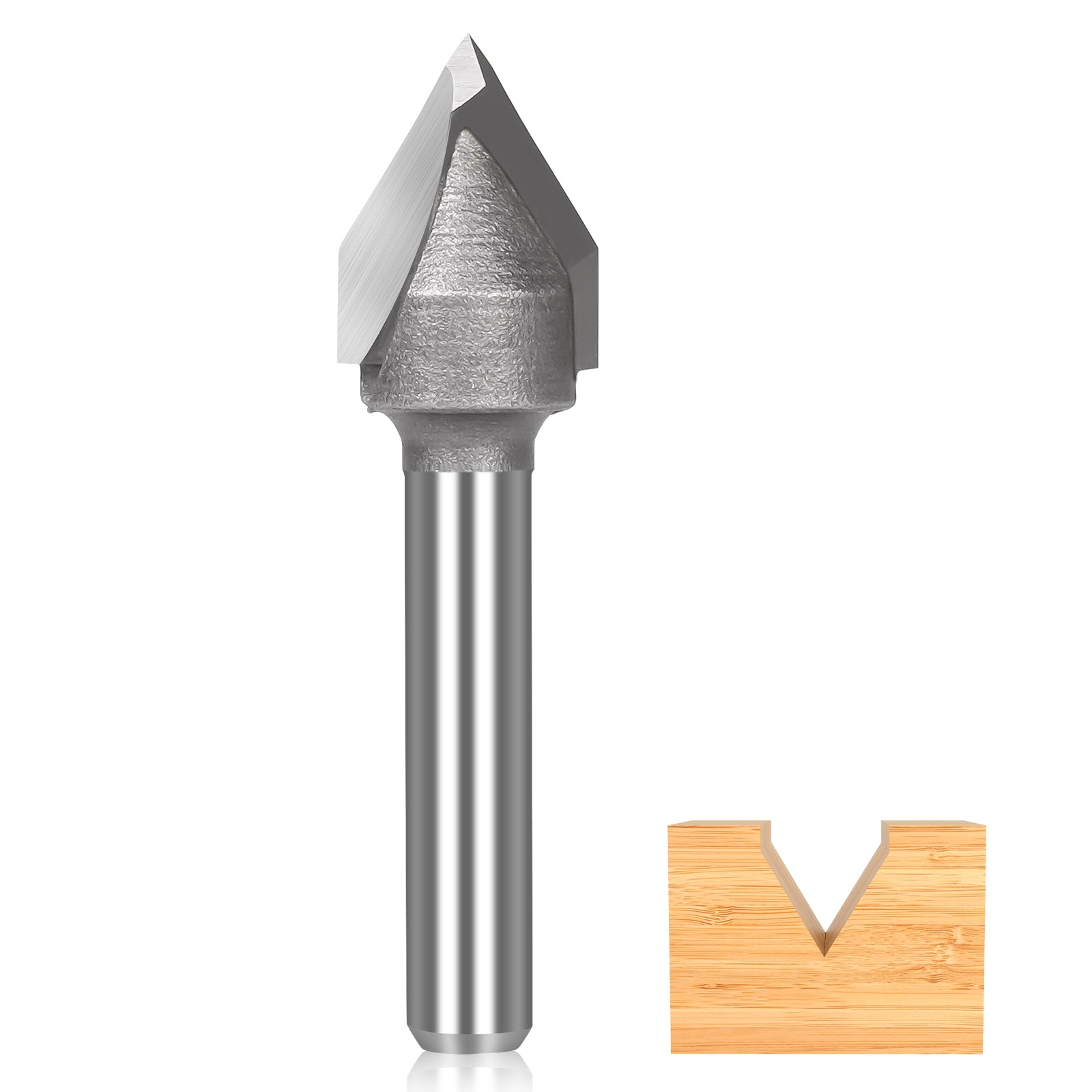 LUNYEE V Groove CNC Router Bits 1/4 Shank with 60-Degree 1/2-Inch Cutting Diameter