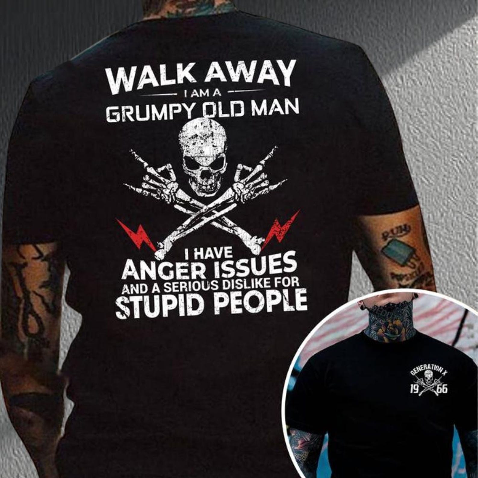 Loveyoufancy WALK AWAY I AM A GRUMPY OLD MAN T-Shirt