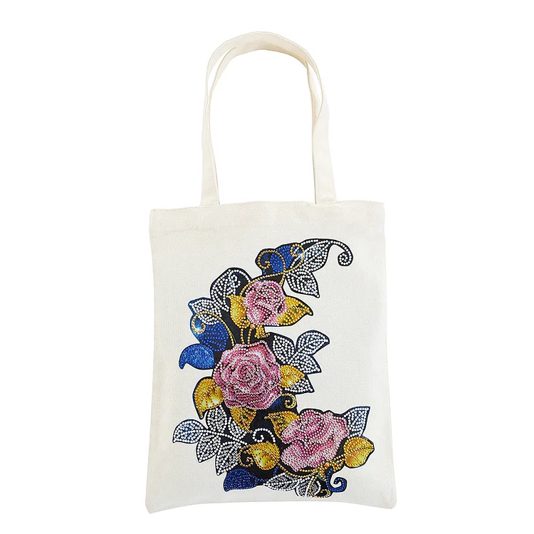 DIY Diamond Painting Handbag Reusable Shoulder Shopping Tote (BB007 Flower)
