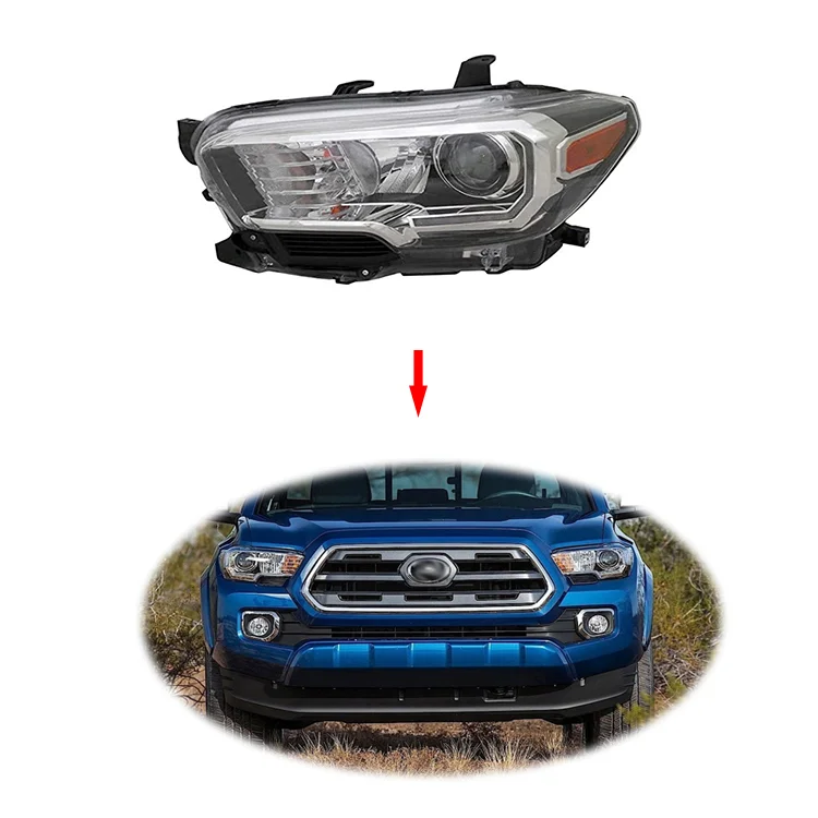 US only OE Replacement Halogen LED Head lamp Head light half-assembly for Toyota Tacoma pick up 2016 headlight headlamp ITN Auto