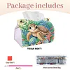 Diamond Art Painting Decorative Paper Napkin Dispenser Wear Resist Handmade Household Container Multifunction Rhinestone PU Tissue Holder Kit for Adults Home Office Gift (Cute Underwater Turtle)