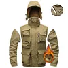 Men's 2-in-1 Detachable Hooded Coat to Vest &ndash; Fleece Lined Tactical Cargo Jacket with Multi-Pockets by Inlyline