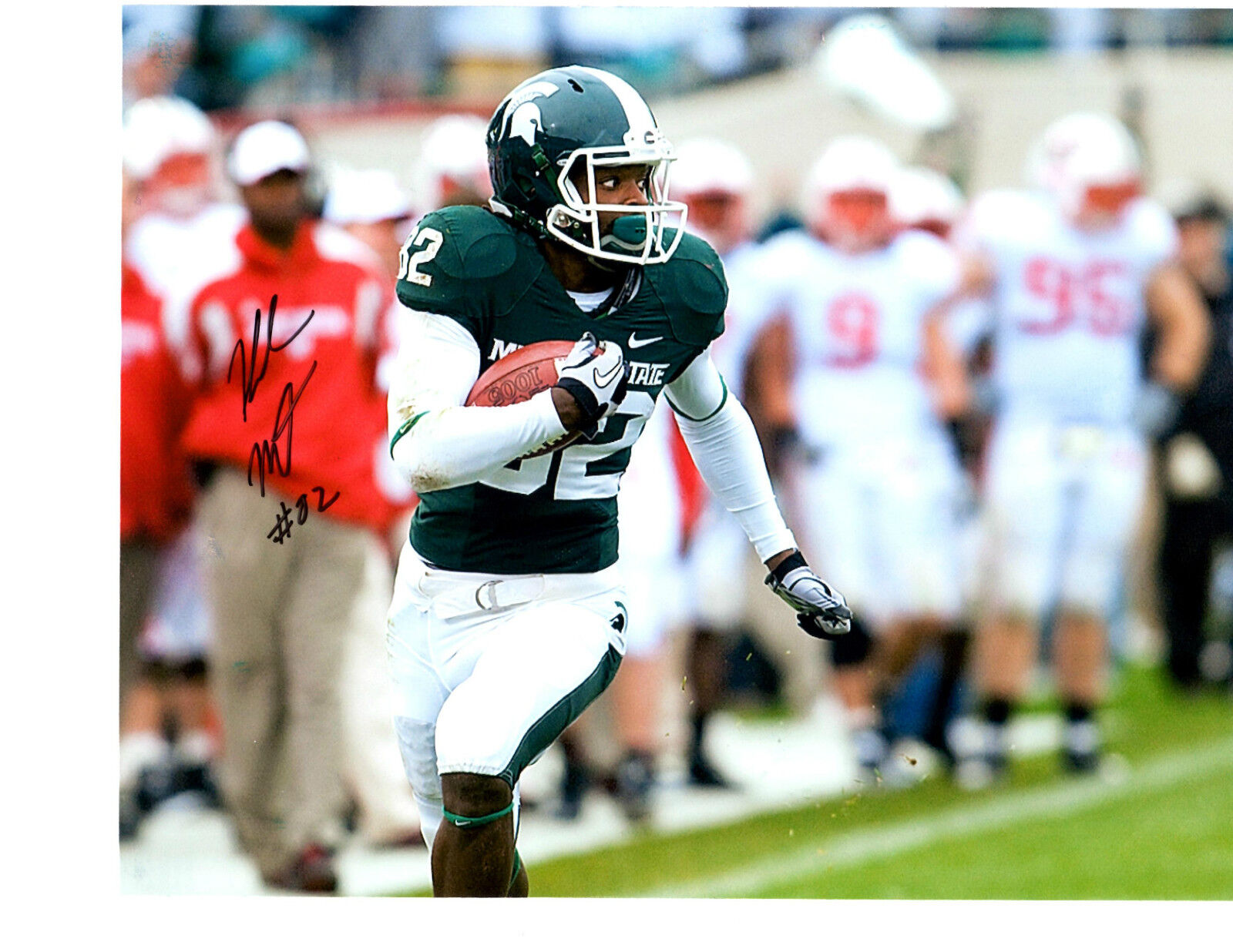 Keshawn Martin signed football Photo Poster painting MSU Spartans Michigan State Outback Bowl