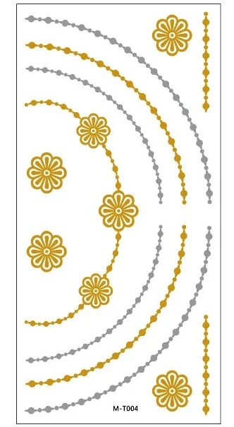1sheet Indian Arabic body art women metallic temporary Mandala Flash Tattoos necklace sticker gold lace tatoo tatuagem maquiagem