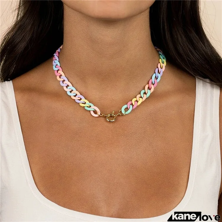 Female Simple Acrylic Superior Matte Chain Necklace