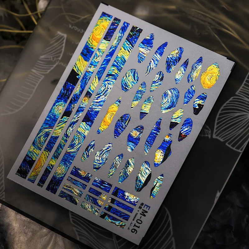 Churchf Nail Art Stickers Adhesive Sliders Pink Blue Heart DIY Line Nail Transfer Decals Foils Wraps Decorations Z0635-Nail Inspo