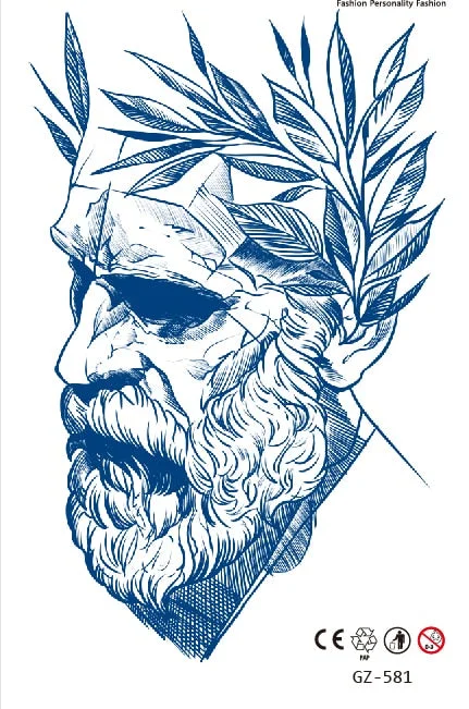 Temporary Waterproof Tattoo Stickers Ancient Chinese God of War Totem Thinker Juice Ink Men Women Girl Chest Arm Body Fake Tatoo